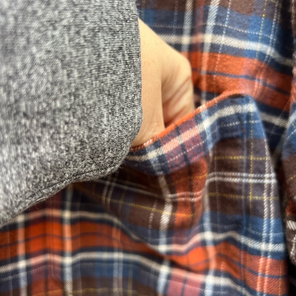 EDDIE BAUER Relaxed Fit Brown Plaid Tartan Flannel Button Down Shirt Mens Large - Picture 5 of 9